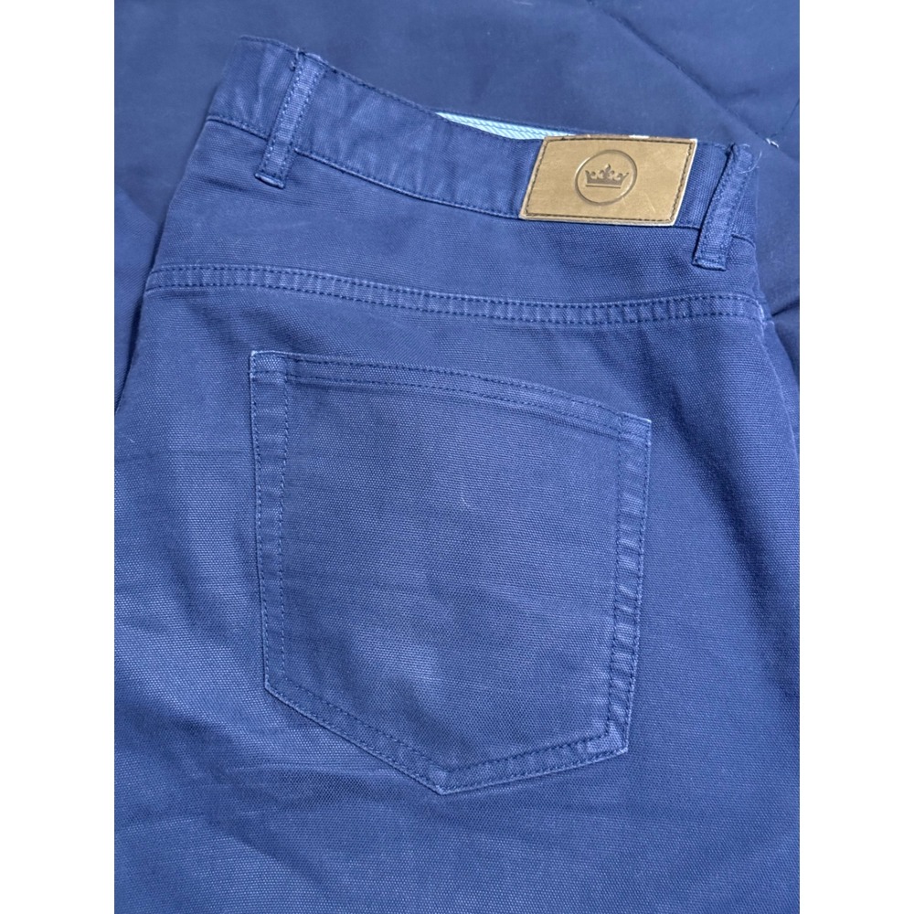Peter Millar Mens 38x34 Navy Blue Crown Vintage Canvas Five Pocket Pants MF18B86